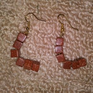 Hand-made sunstone dangle earrings
